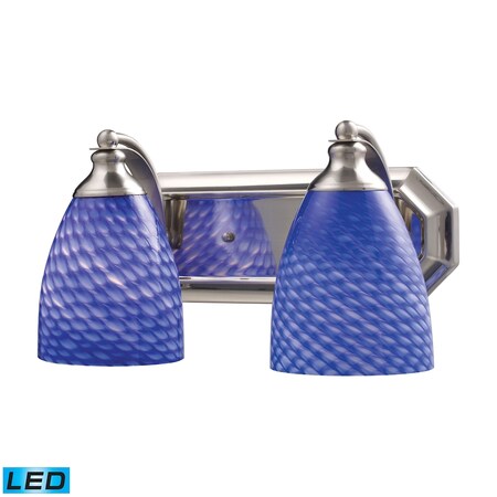 Elk Lighting Vanity 2-Lght Wall Lamp SatNickel w/Sapphire Glass - Incl LED Bulbs 570-2N-S-LED